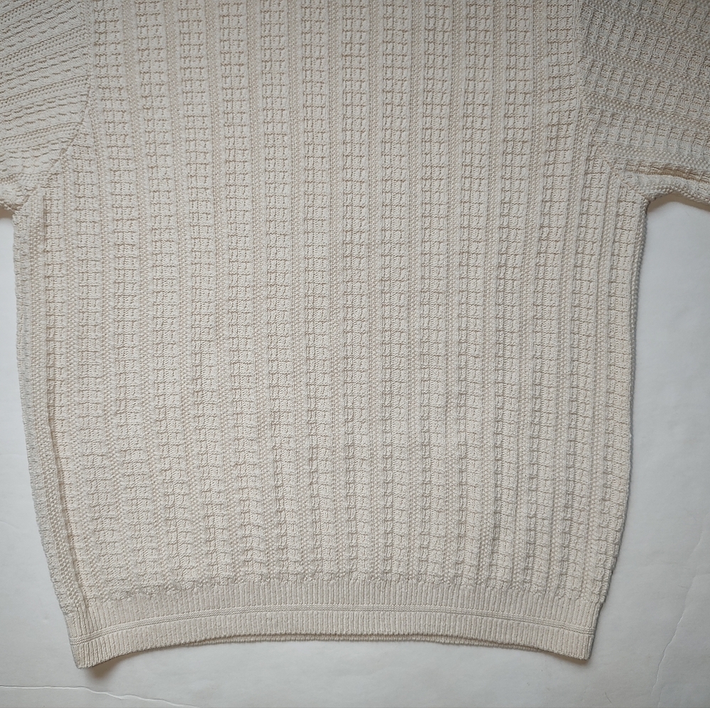 Bill Blass Vintage Sweater Men Cotton Cream Pullover Knit Crew Neck USA Ivory L - Picture 4 of 16